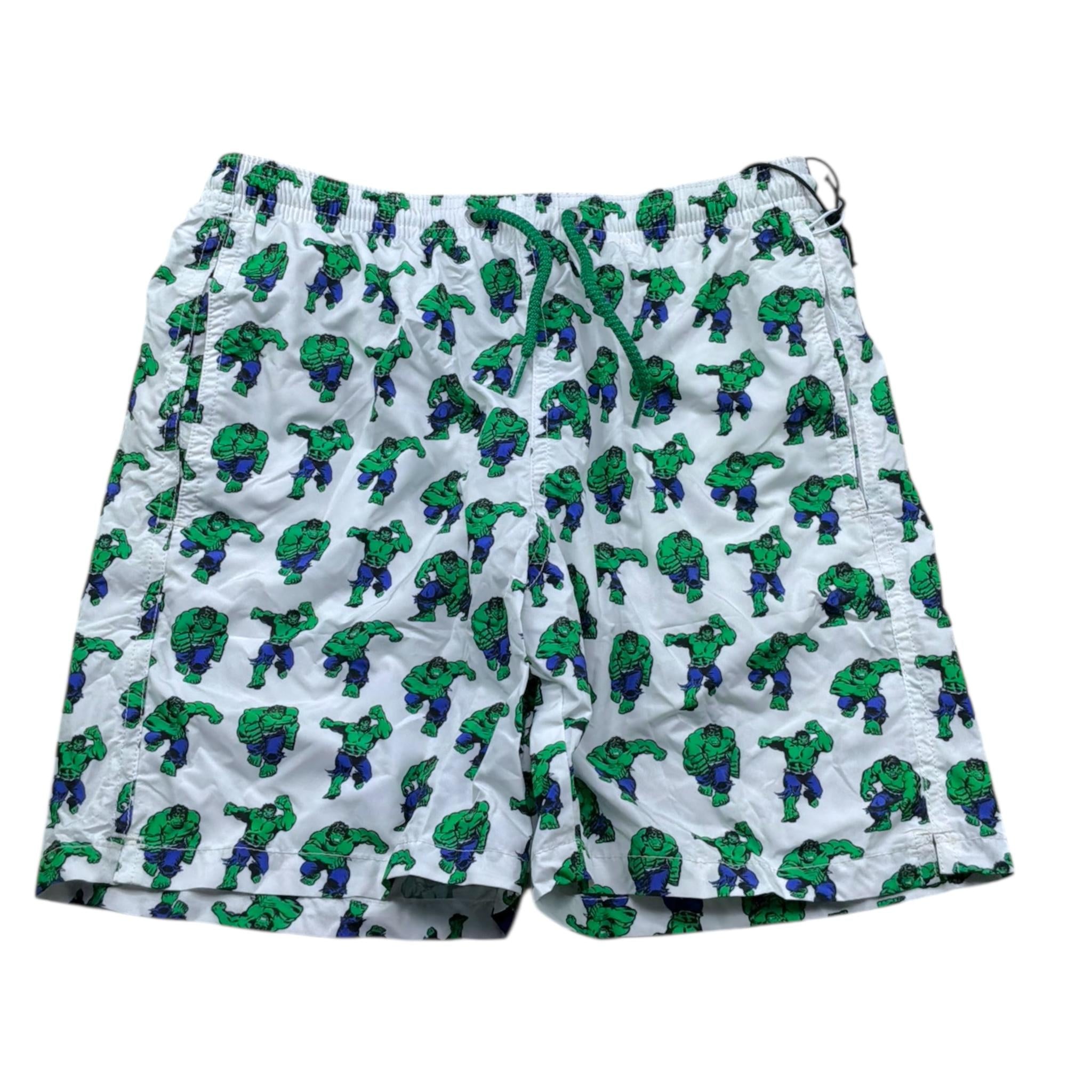 Saint Barth Costume Modello Boxer Tinta Unita con Stampa Hulk per Bambino HULK01 BIANCO SAINT BARTH 