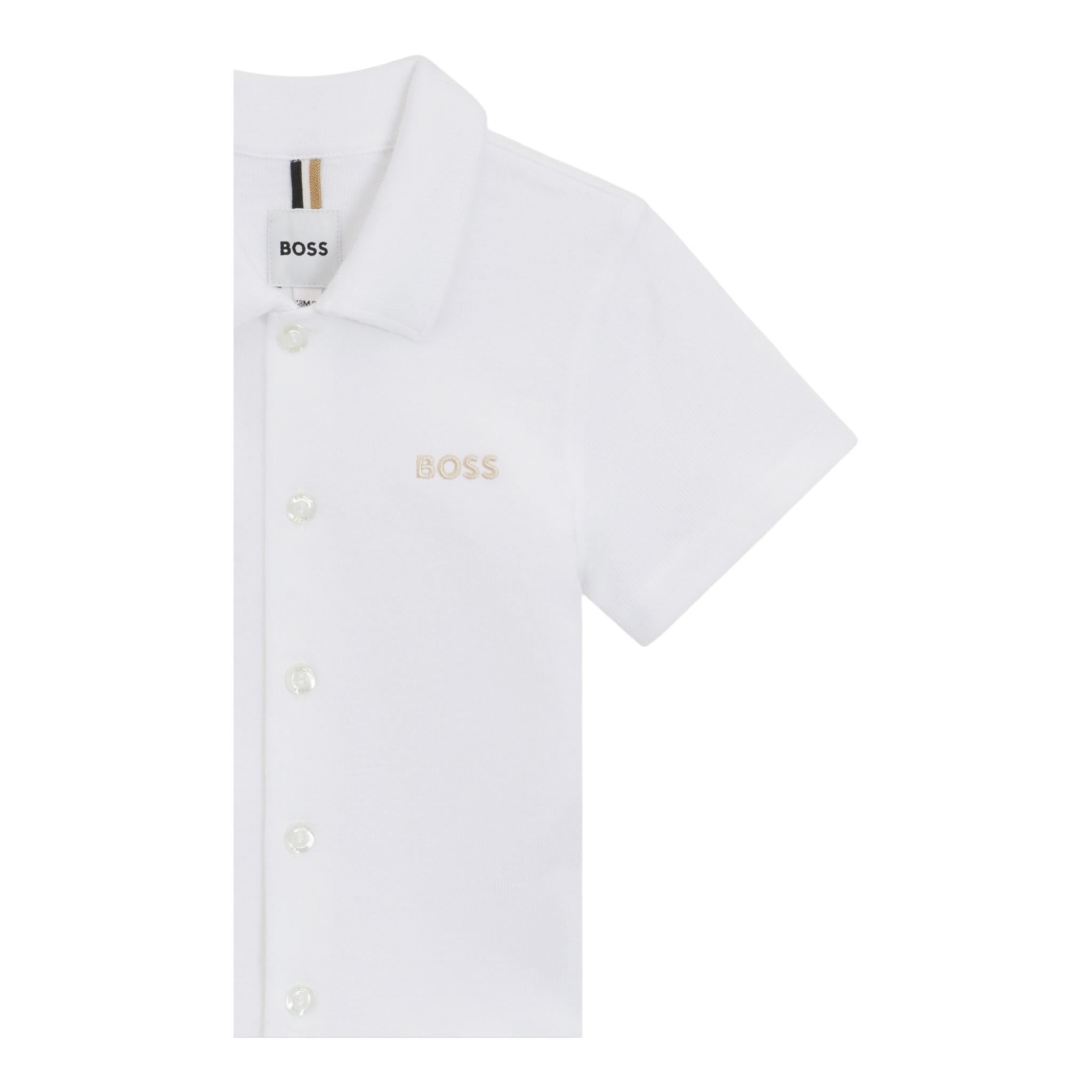 Boss Camicia Mezza Manica Tinta Unita per Neonato J52092XXN BIANCO BOSS 