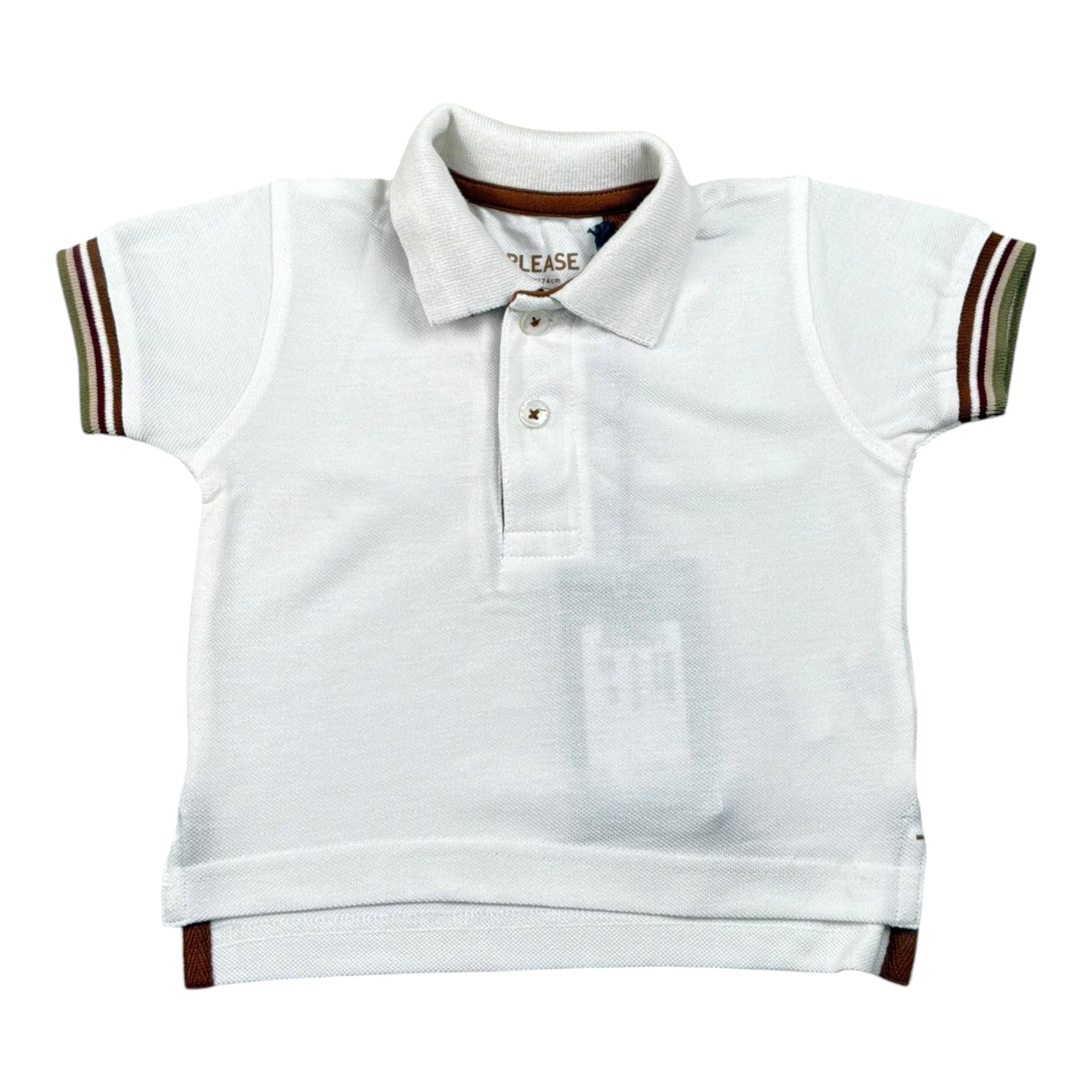 Please Polo Mezza Manica Tinta Unita  per Neonato ME02280B71 BIANCO PLEASE 