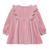 ABEL & LULA abito tinta unita in velluto con balze Rosa per Neonata 5504 ROSA ABEL & LULA 