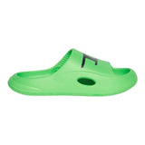 Diesel – Einfarbige Gummi-Slipper mit fluoreszierendem grünem Logo für Kinder