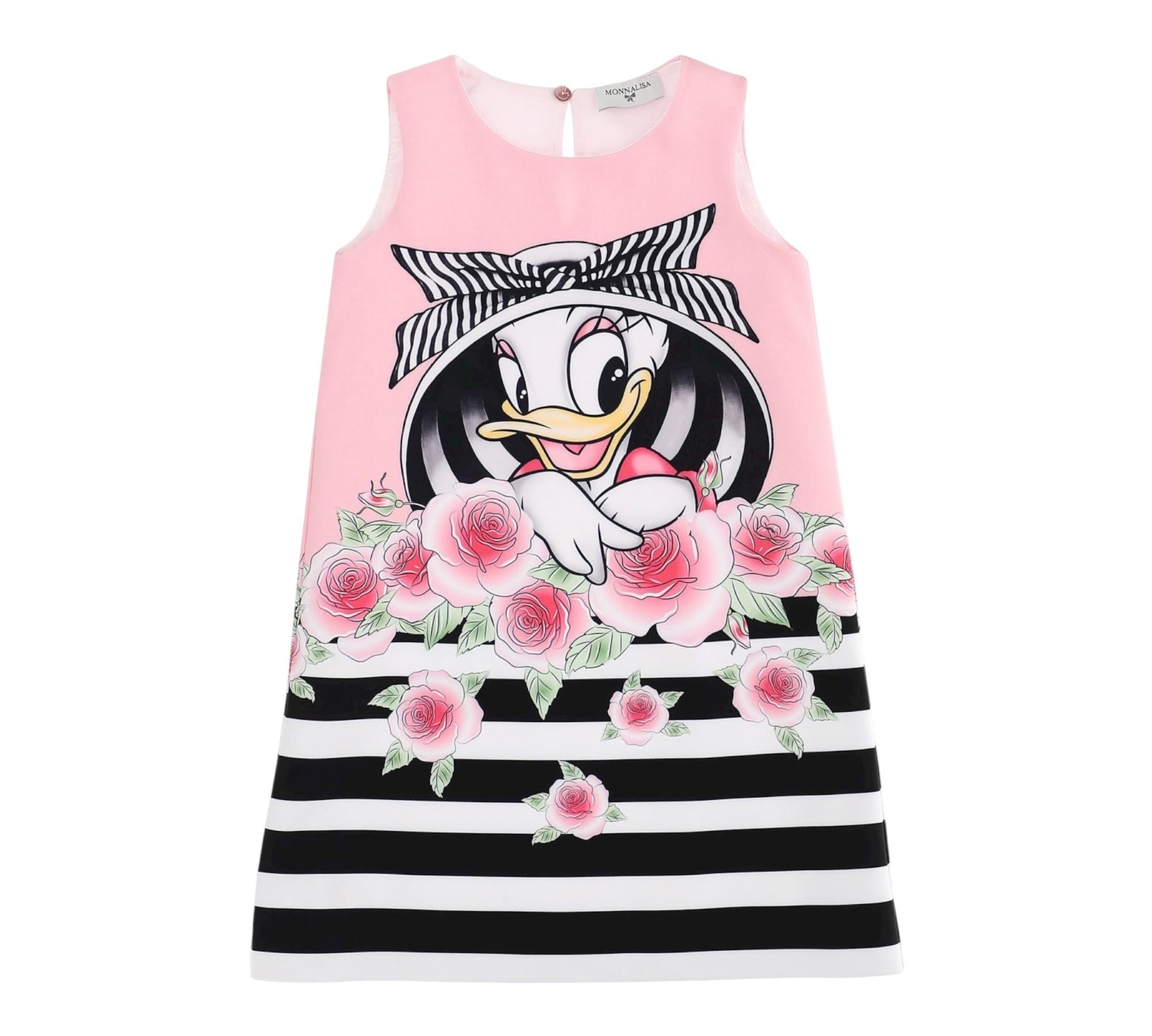 Monnalisa Abito Giromanica Tinta Unita con Stampa per Bambina 117928 ROSA MONNALISA 