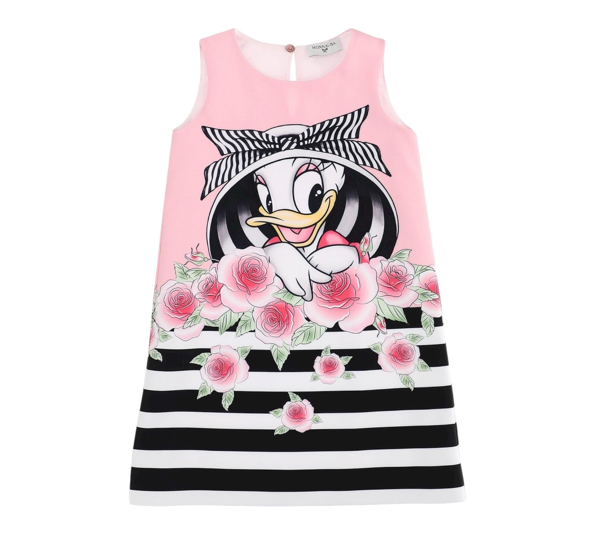 Monnalisa Abito Giromanica Tinta Unita con Stampa per Bambina 117928 ROSA MONNALISA 