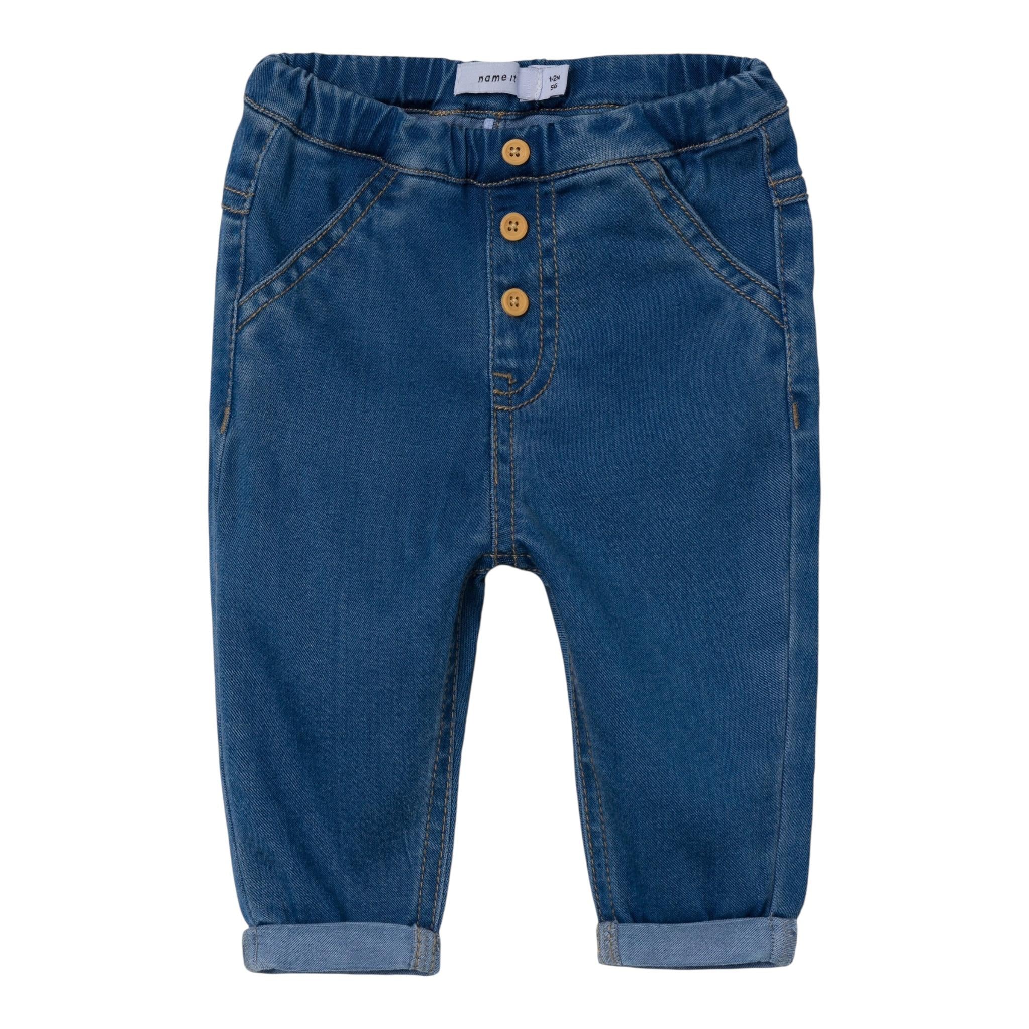 NAME.IT jeans morbido tinta unita con elastico in vita Blu per Neonato 13224499 BLU NAME.IT 