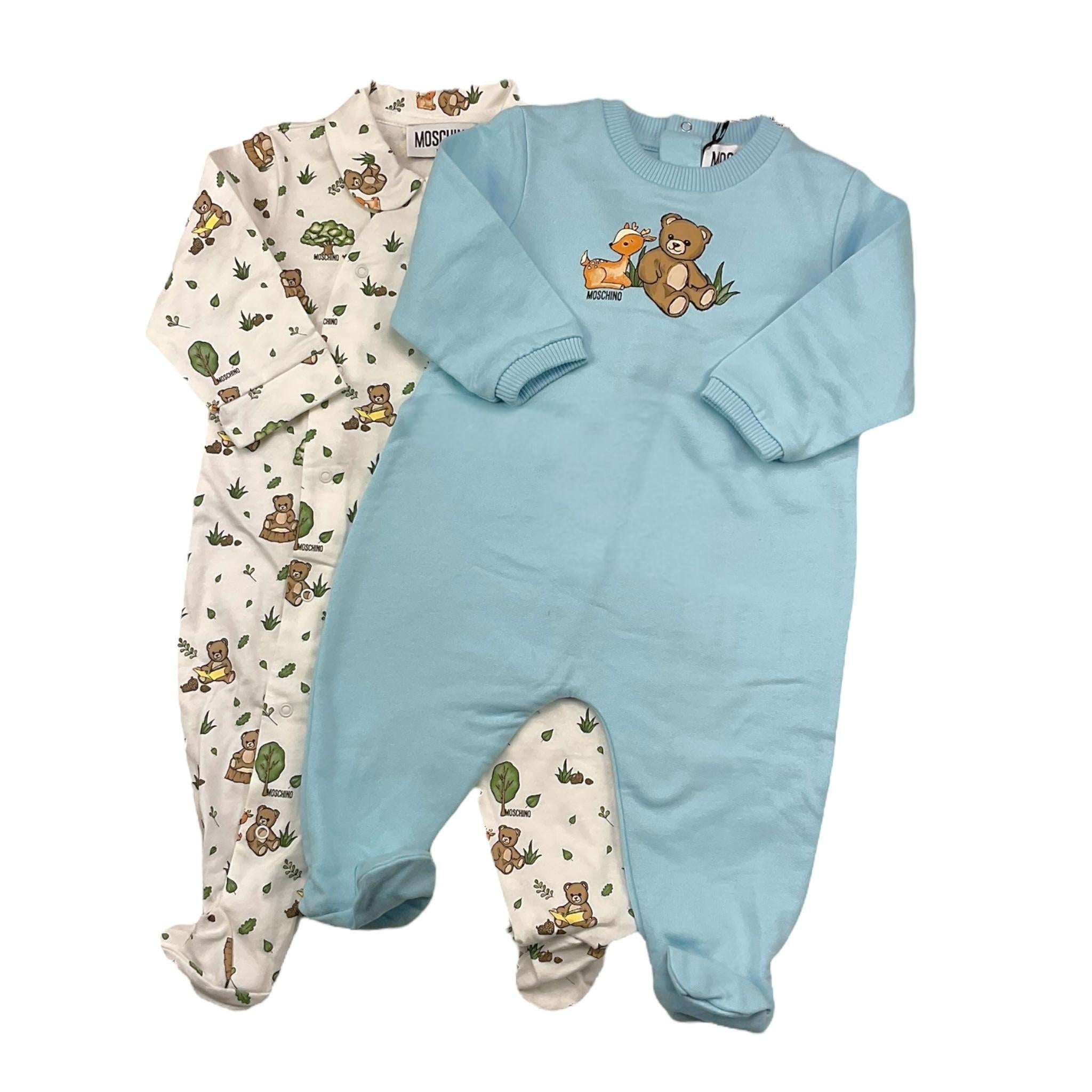 MOSCHINO set tutine bicolore  Bianco/azzurro per Neonato MUY08E BIANCO/AZZURRO MOSCHINO 