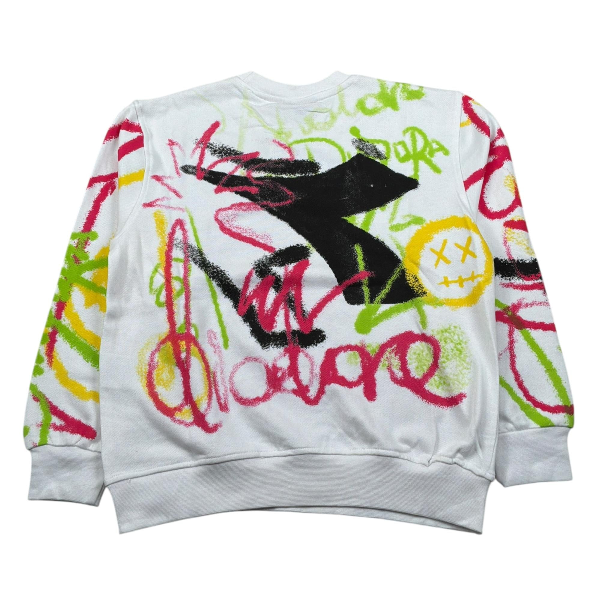 Diadora Felpa Chiusa Girocollo tinta unita con Stampe Bianco per Bambina S4DIBGSL140 BIANCO DIADORA 