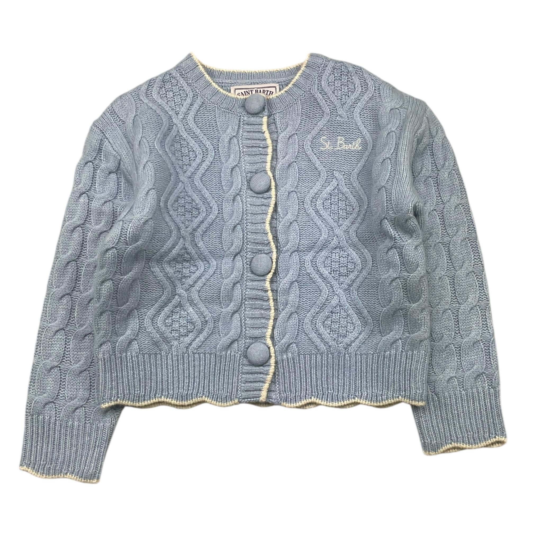 SAINT BARTH cardigan tinta unita con stampa Azzurro per Bambina MLE001 AZZURRO SAINT BARTH 