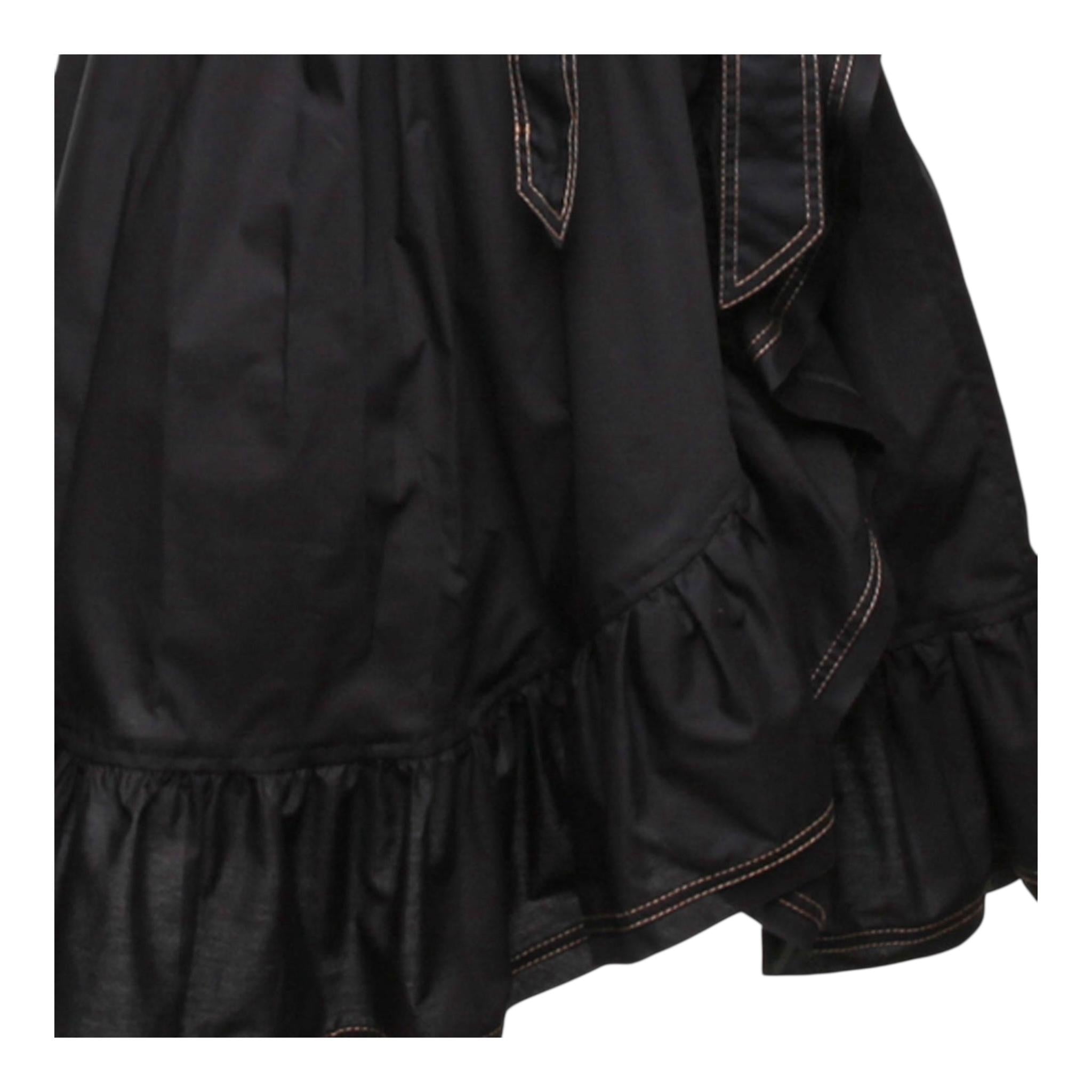 Monnalisa Abito Tinta Unita con Cuciture In Contrasto per Bambina 417907 NERO MONNALISA 