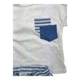 Barcellino Komplett T-Shirt-Hose Zweifarbig Weiß/Blau Für Neugeborene