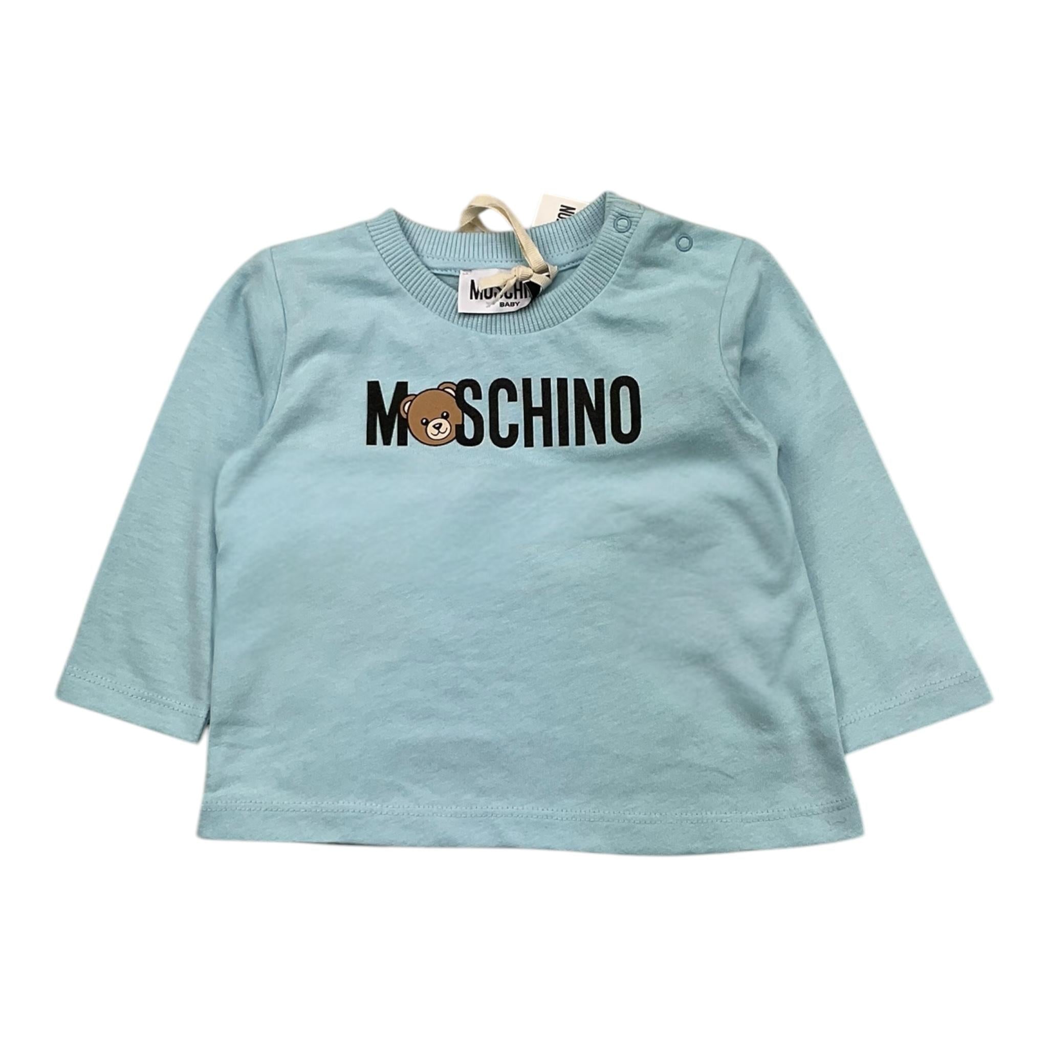 MOSCHINO shirt girocollo tinta unita con stampa Azzurro per Neonato M8O00R AZZURRO MOSCHINO 