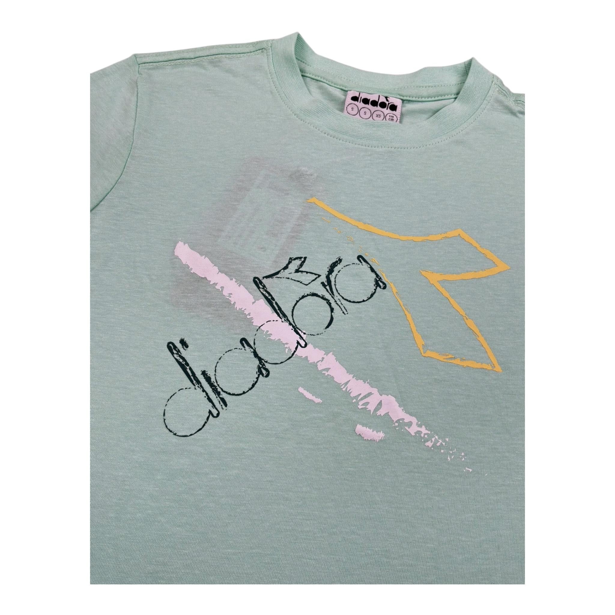 Diadora T-Shirt Girocollo Tinta Unita con Stampa per Bambino 102181706 VERDE ACQUA DIADORA 