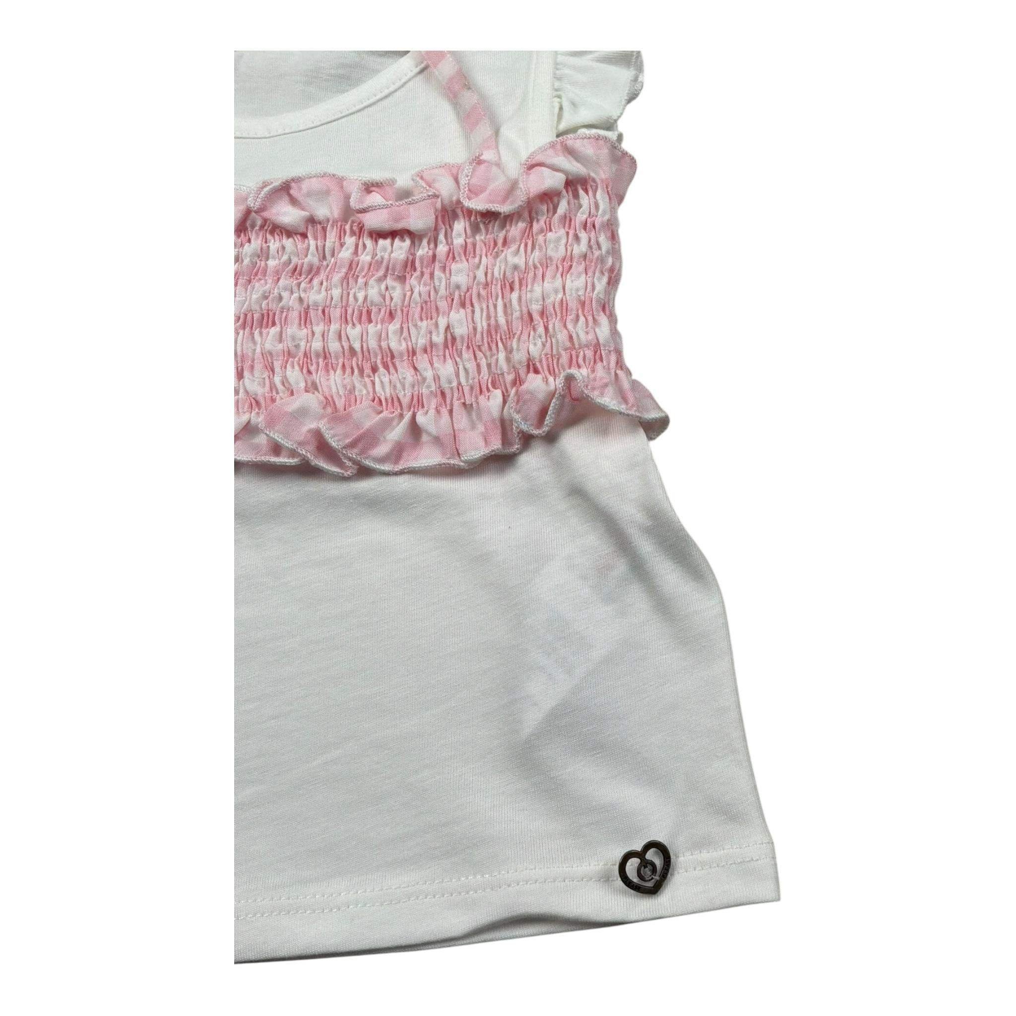 Please T-Shirt Girocoll Tinta Unita con Top per Neonata MQ02030G71 BIANCO PLEASE 