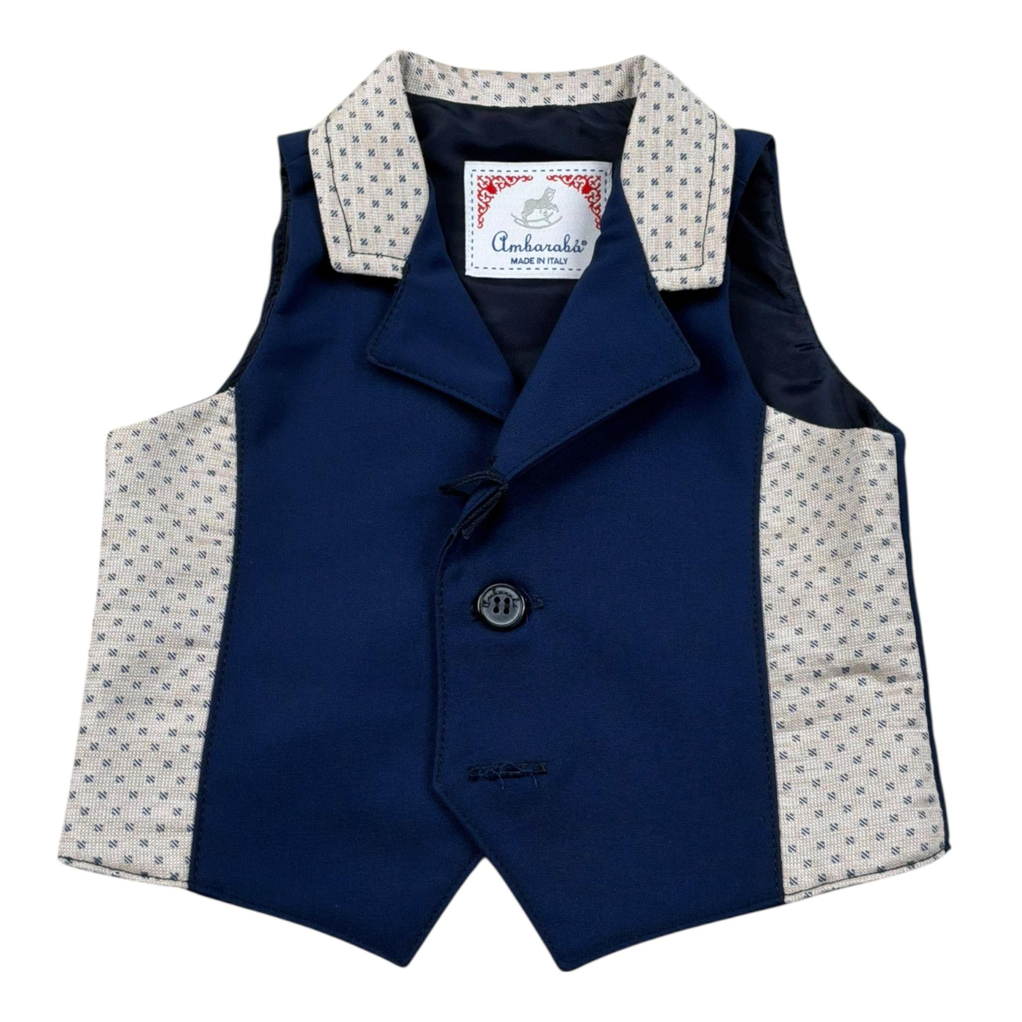 Ambaraba Gilet Tinta Unita con Profili In Contrasto per Neonato FM32063 BLU AMBARABA 