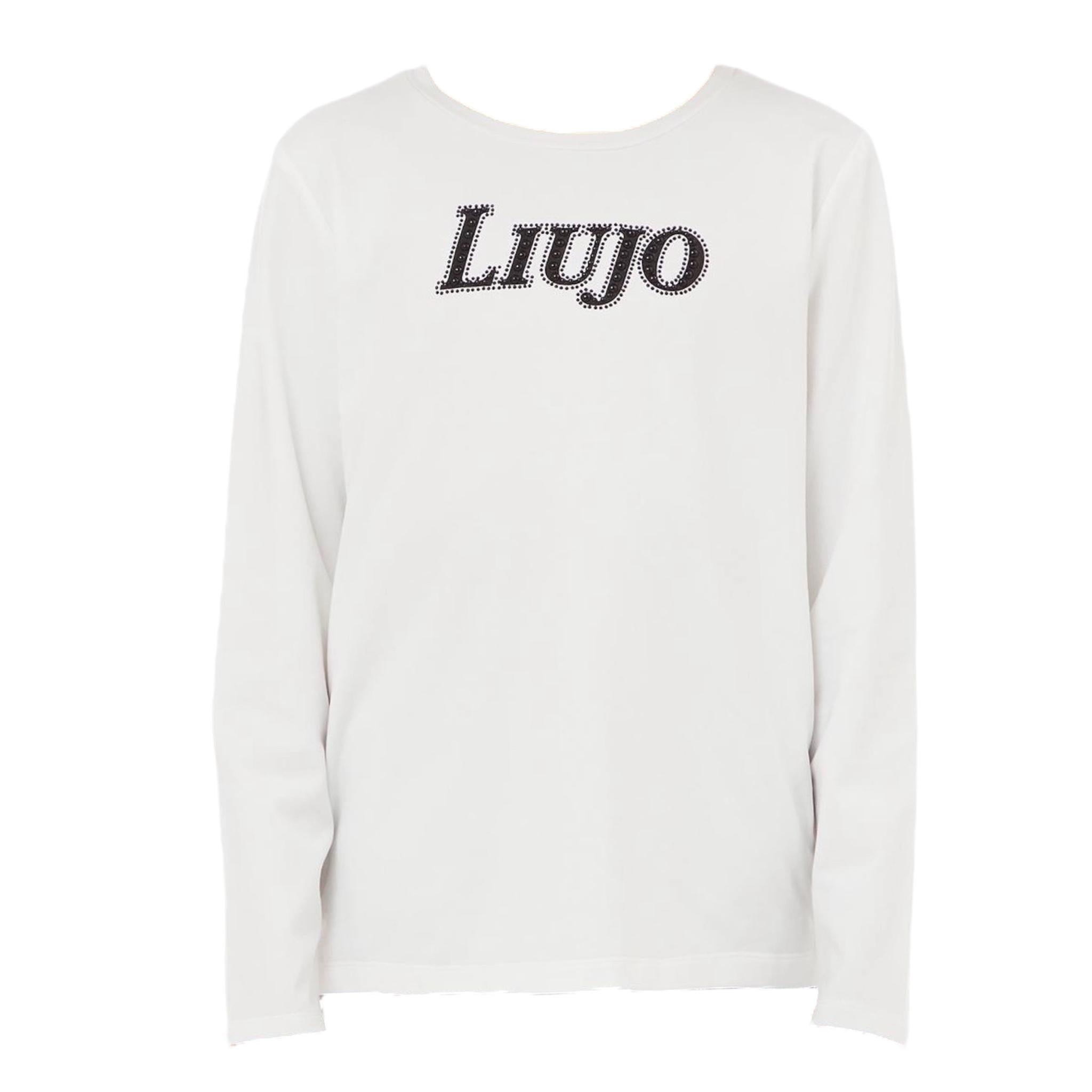 Liu Jo Shirt Girocollo Tinta Unita con Logo per Bambina GF4158 BIANCO LIU JO 