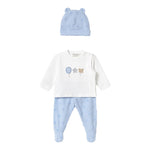 Mayoral Completo 3 Pezzi Shirt-Pantalone-Cappello per Neonato 1557 BIANCO/AZZURRO MAYORAL 