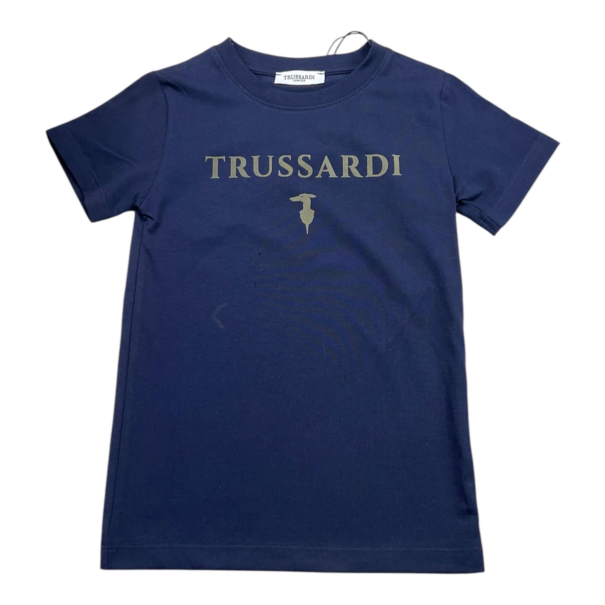 TRUSSARDI t-shirt girocollo tinta unita con stampa logo Blu per Bambino TBA25003TS BLU TRUSSARDI 
