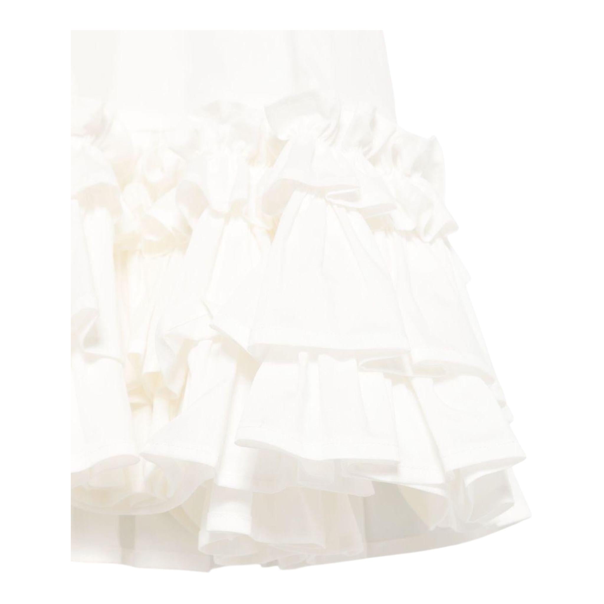 Dou Dou Abito Tinta Unita Mezza Manica con Balze per Bambina DW1A61 BIANCO DOU DOU 