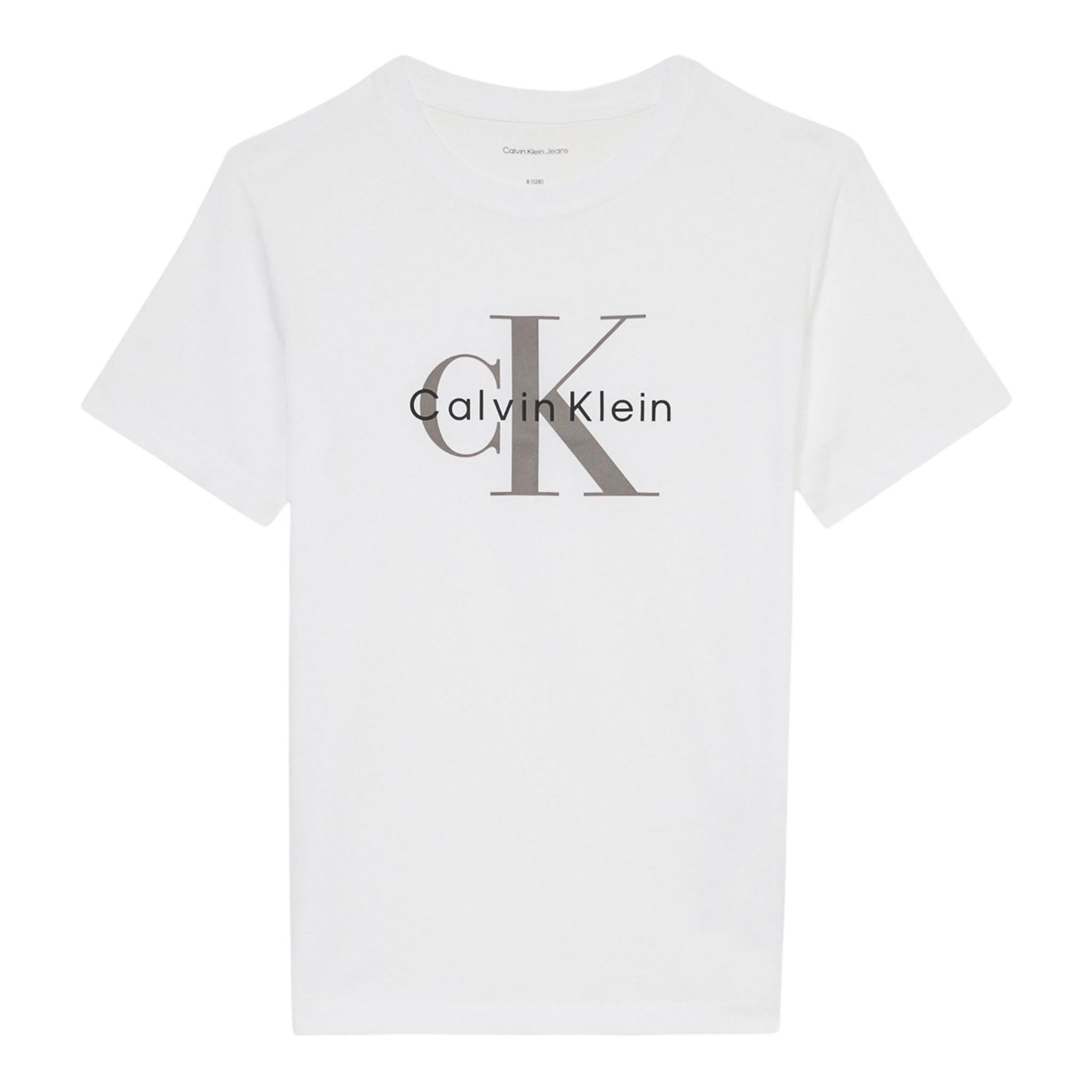 Calvin Klein T-Shirt Girocollo Tinta Unita con Logo per Neonato IN0IN0001 BIANCO CALVIN KLEIN 