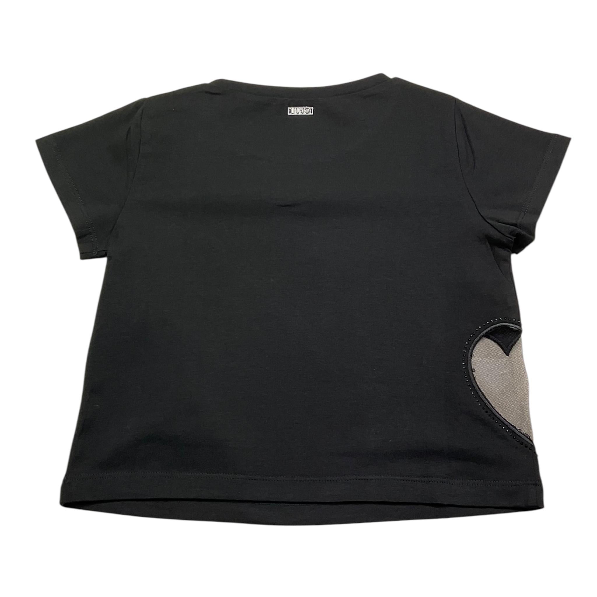 Liu Jo T-Shirt Girocollo Tinta Unita con Applicazione per Bambina GA5067 NERO LIU JO 