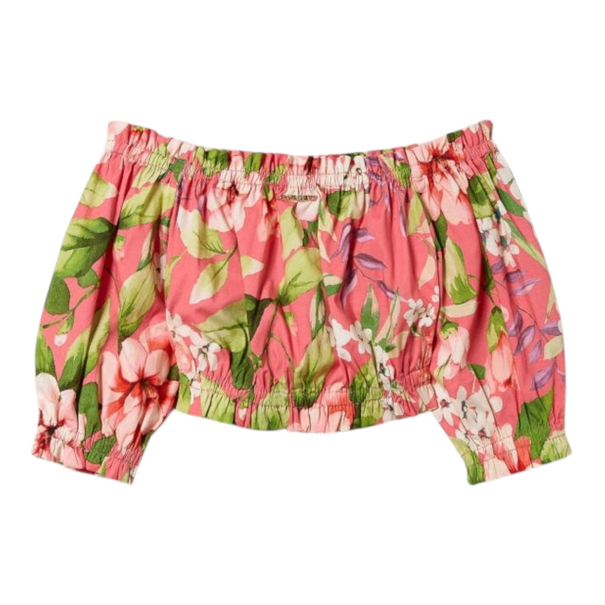 Twinset Top Tinta Unita con Fantasia Fiori per Neonata 231GJ2145 FUXIA TWINSET 