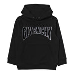 GIVENCHY felpa chiusa con cappuccio tinta unita con logo Nero per Bambino H25475 NERO GIVENCHY 