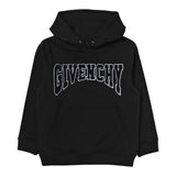 GIVENCHY felpa chiusa con cappuccio tinta unita con logo Nero per Bambino H25475 NERO GIVENCHY 