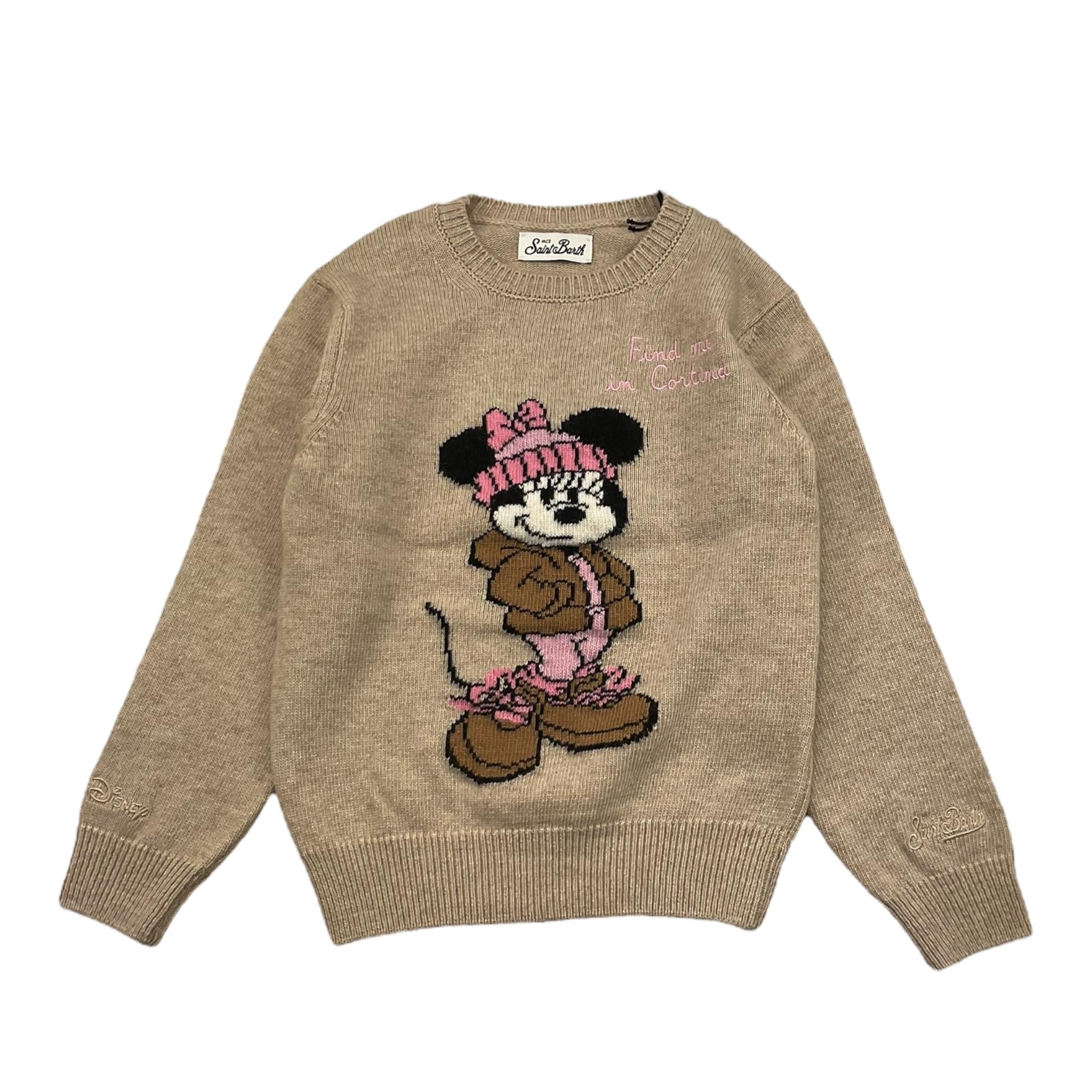 SAINT BARTH maglia gircollo tinta unita con stampa Sabbia per Bambina MINNIEEE SABBIA SAINT BARTH 