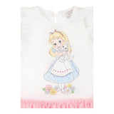 Monnalisa Abito Mezza Manica Tinta Unita con Gonna Tulle per Neonata 39E905 BIANCO/ROSA MONNALISA 