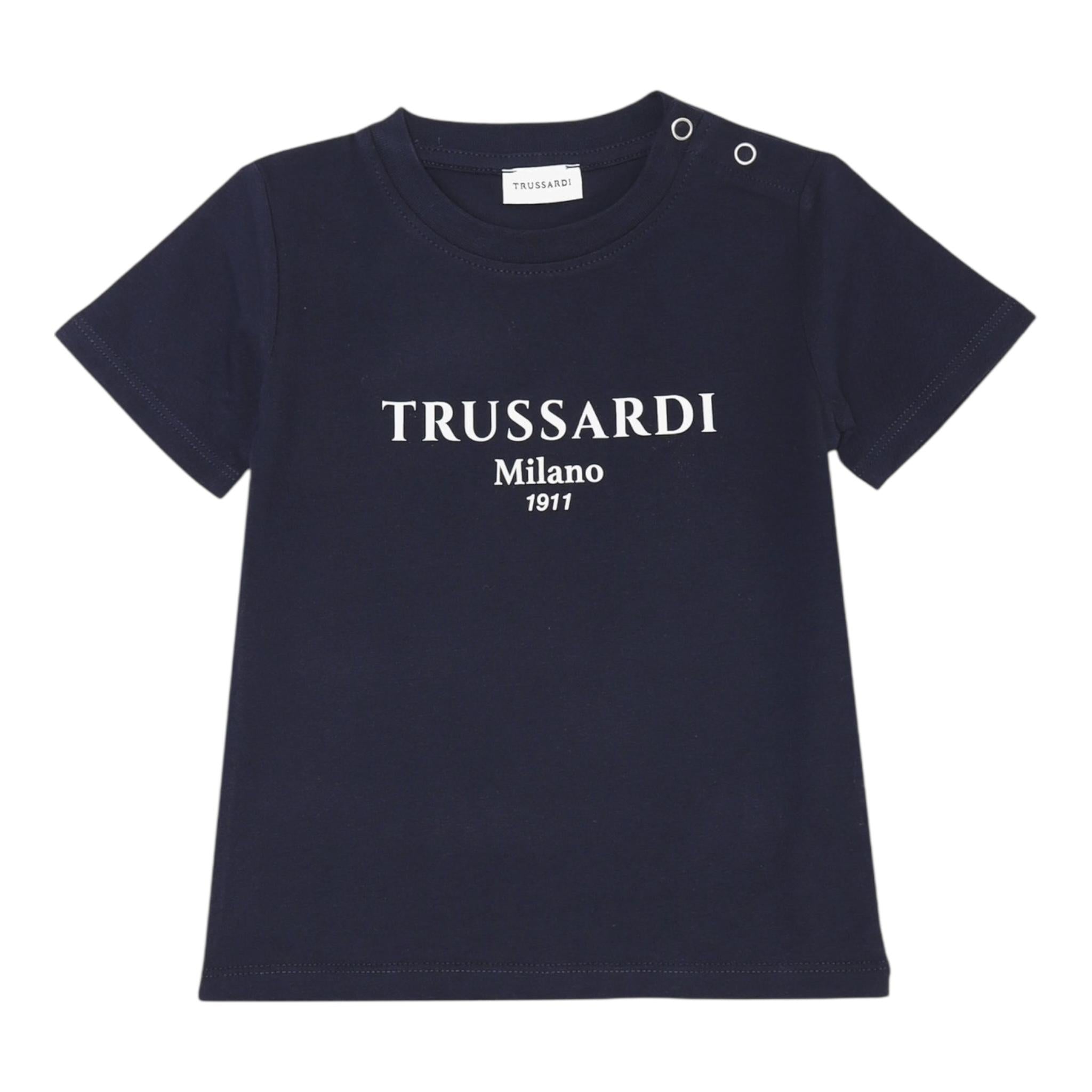 Trussardi T-Shirt Girocollo Tinta Unita con Stampa per Neonato TIP250111TS BLU TRUSSARDI 