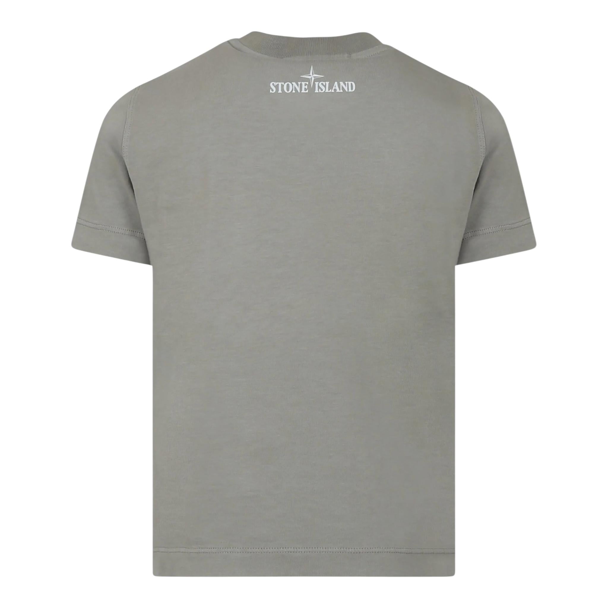 Stone Island T-Shirt Girocollo Tinta Unita con Logo per Bambino K1S162100012 VERDE STONE ISLAND 