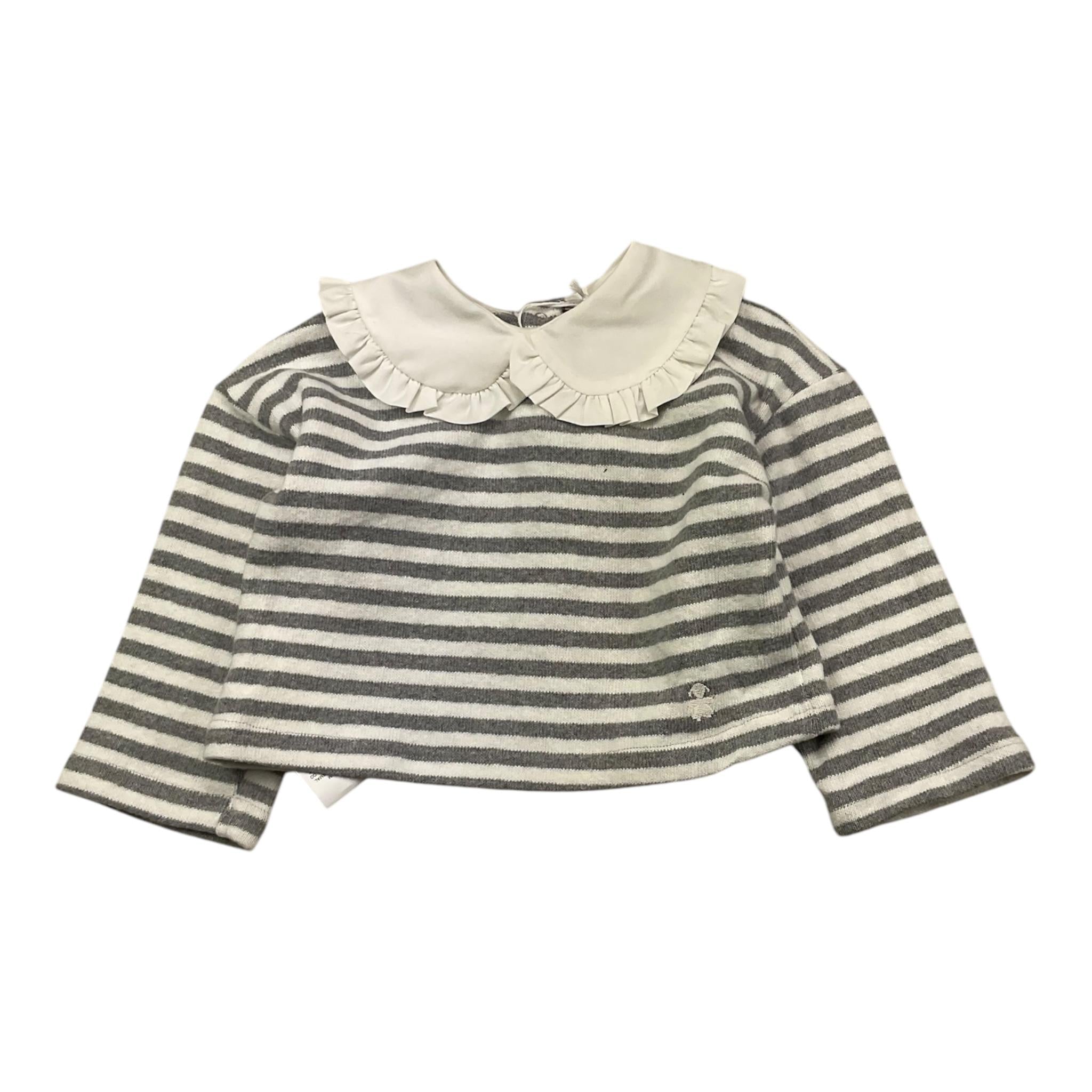 LE BEBE' maglia tinta unita con colletto e fantasia a righe Bianco per Neonata LBG6071 BIANCO LE BEBE' 