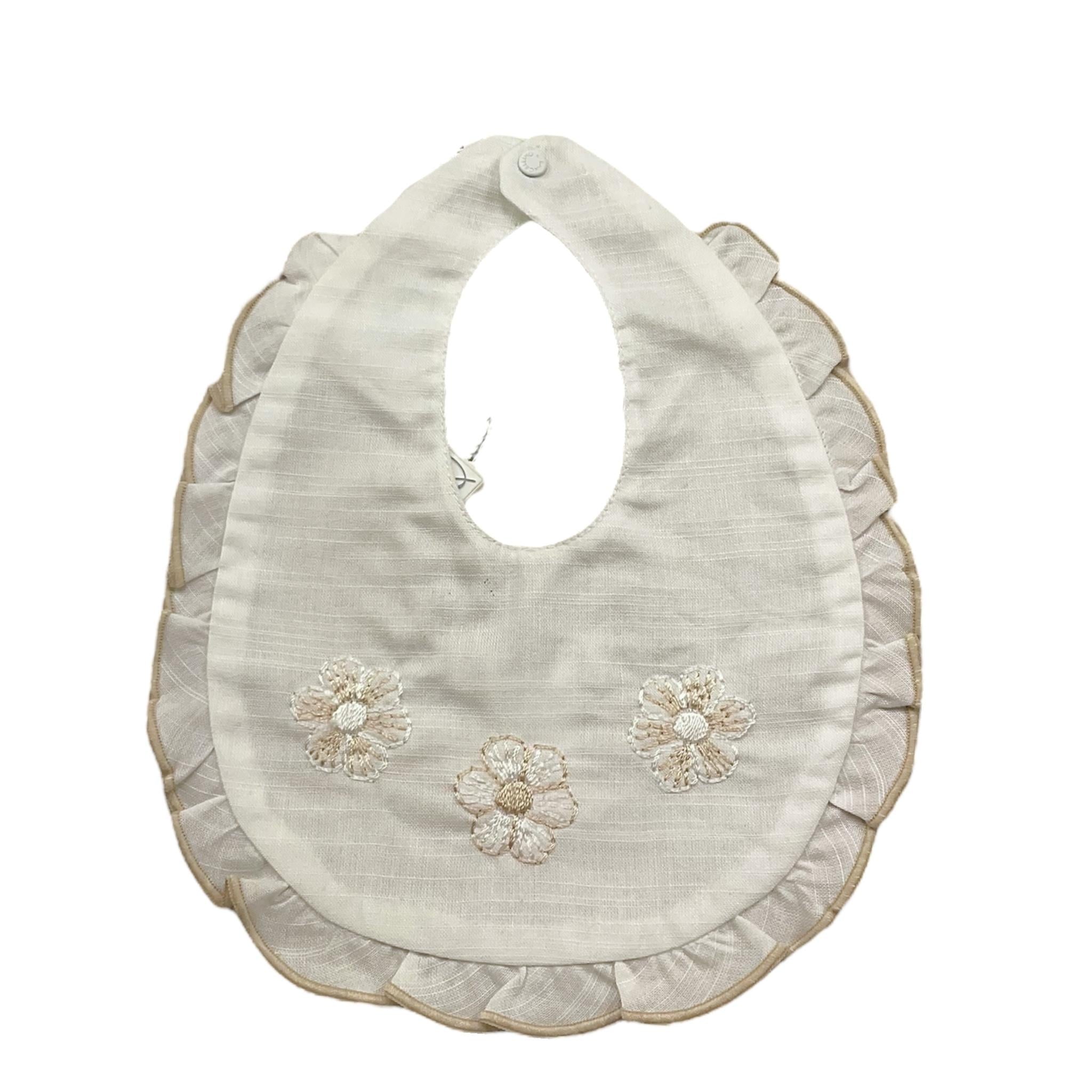 Barcellino Bavetta Tinta Unita con Stampa per Neonata 4292 BIANCO BARCELLINO 