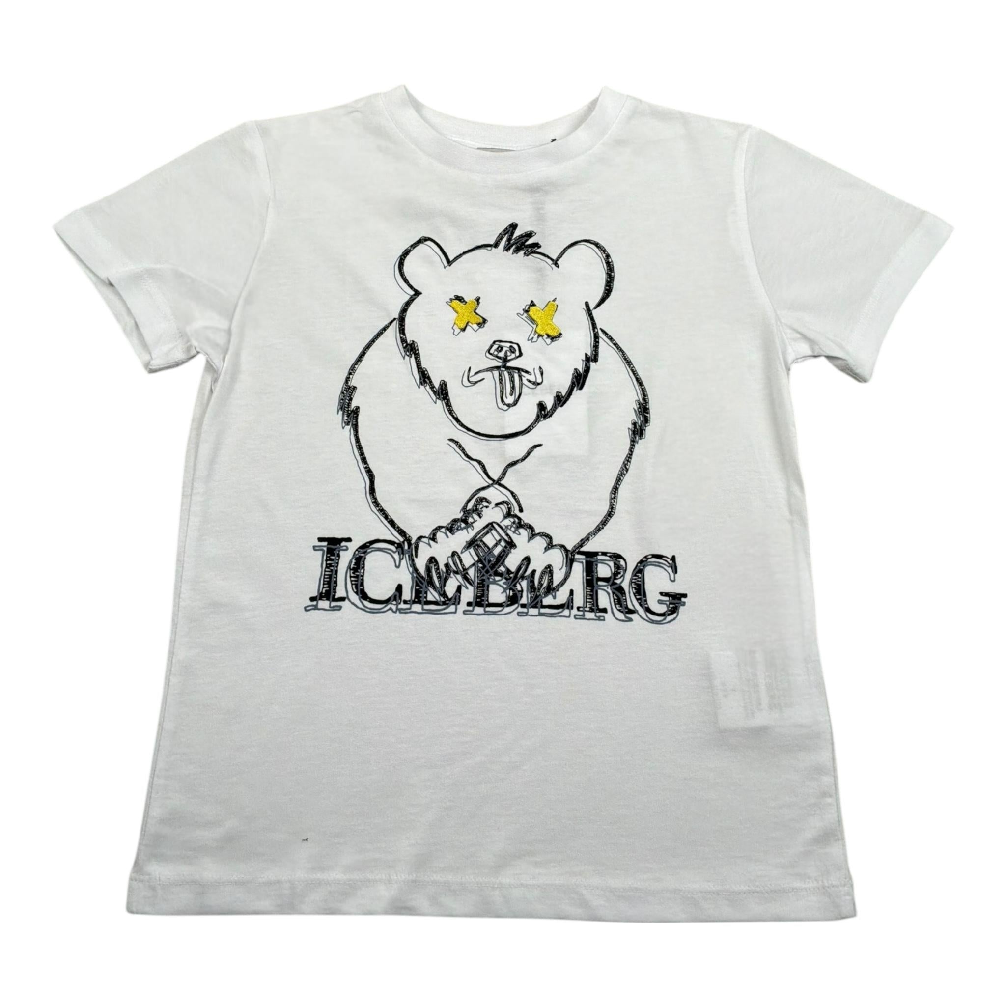Iceberg T-Shirt Girocollo Tinta Unita con Stampa per Bambino TSICE5106JX BIANCO ICEBERG 