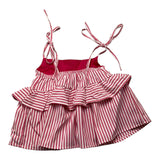 Janice Weiß/Rosa gestreiftes trägerloses Top für Mädchen