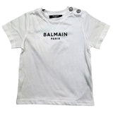 Balmain T-Shirt Rundhalsausschnitt einfarbig mit weißem Logo-Print für Babys