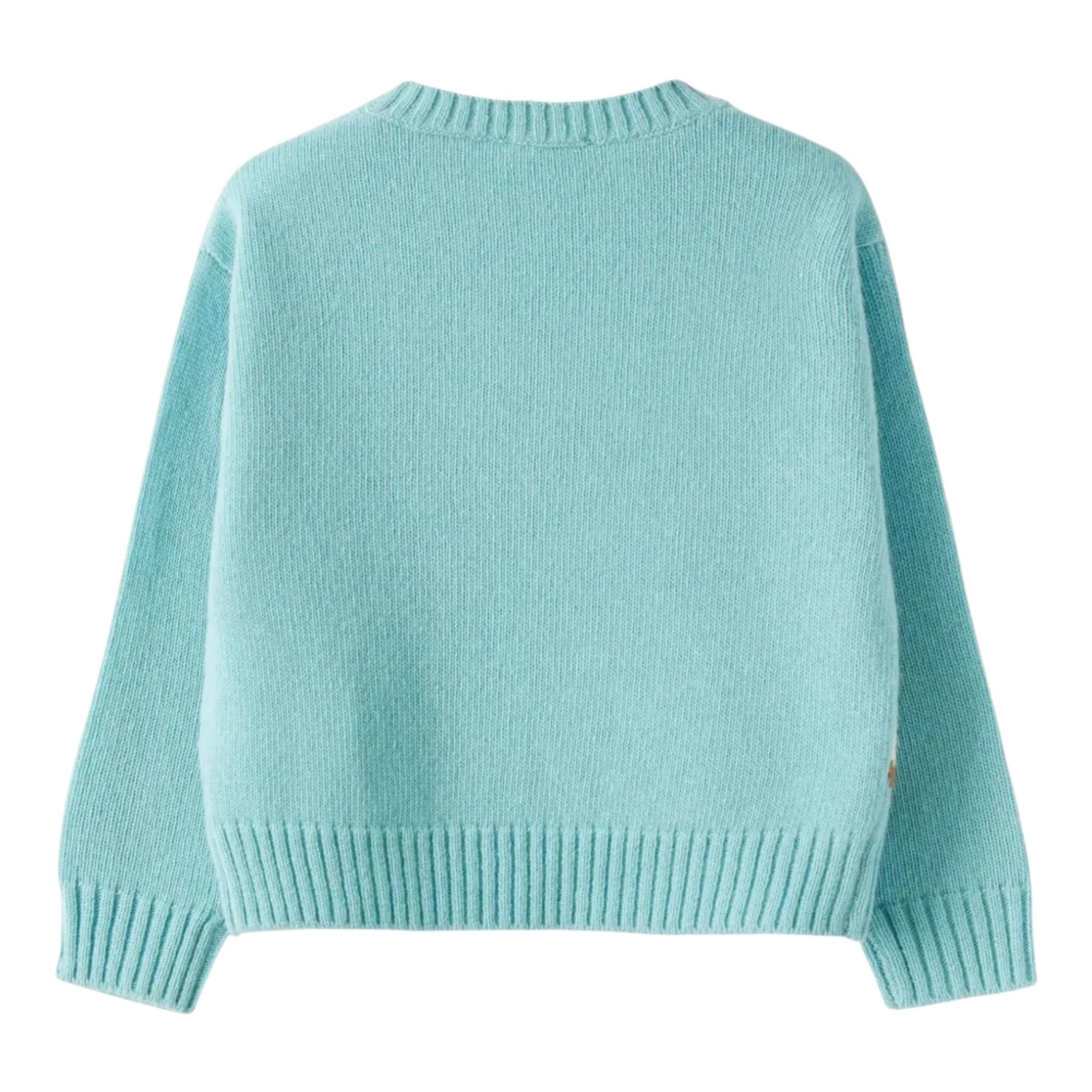 IL GUFO maglia tinta unita con stampa Verde acqua per Bambina A24MA473EM220J VERDE ACQUA IL GUFO 