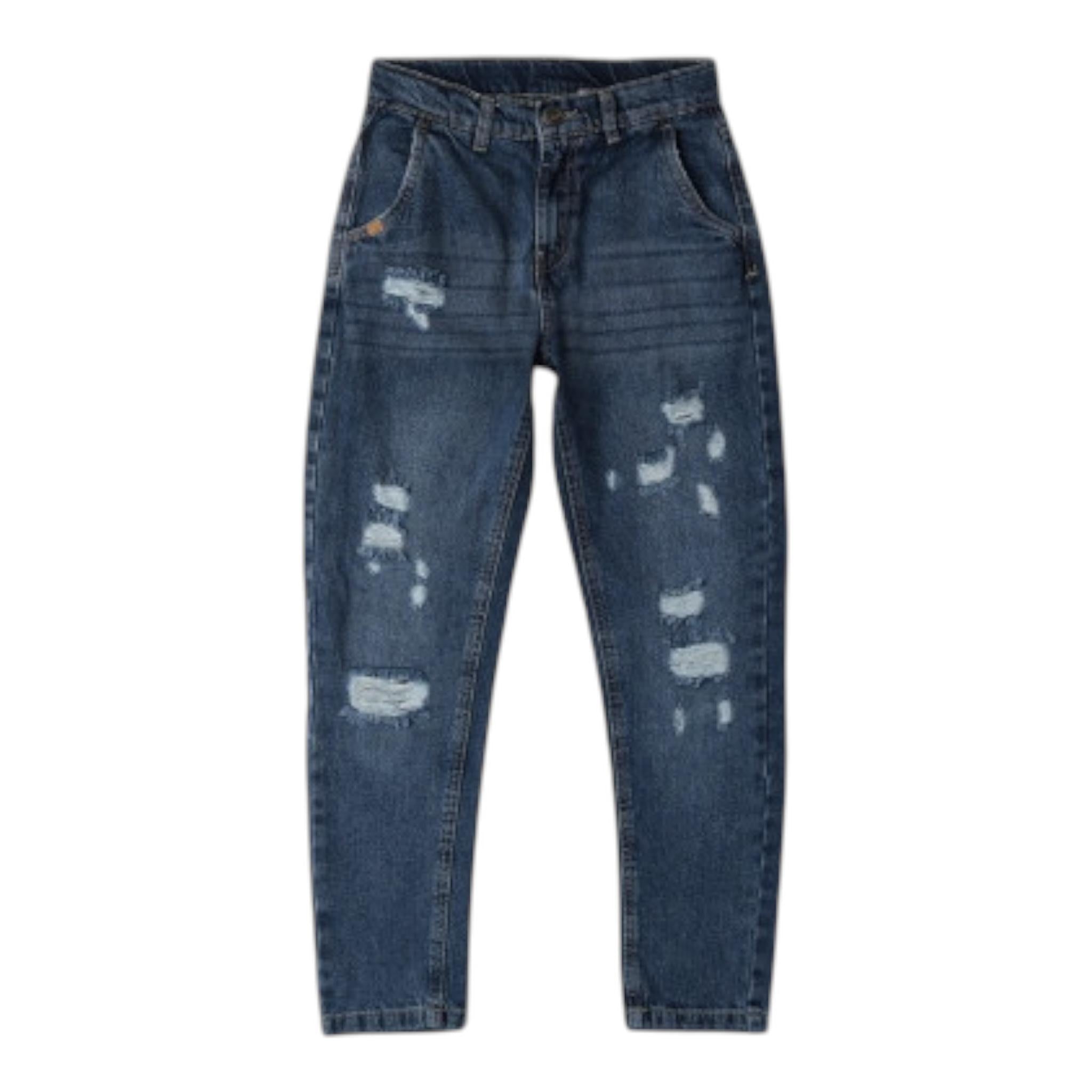 SARABANDA jeans tinta unita con strappi e girovita regolabile Blu per Bambino 0A534 BLU SARABANDA 