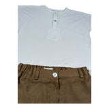 Barcellino Completo 2 Pezzi T-Shirt-Pantalone Bicolore per Bambina 120412 BIANCO/BEIGE BARCELLINO 