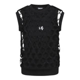 Dkny Canotta Tinta Unita Cont Trafori per Bambina D62317 NERO DKNY 
