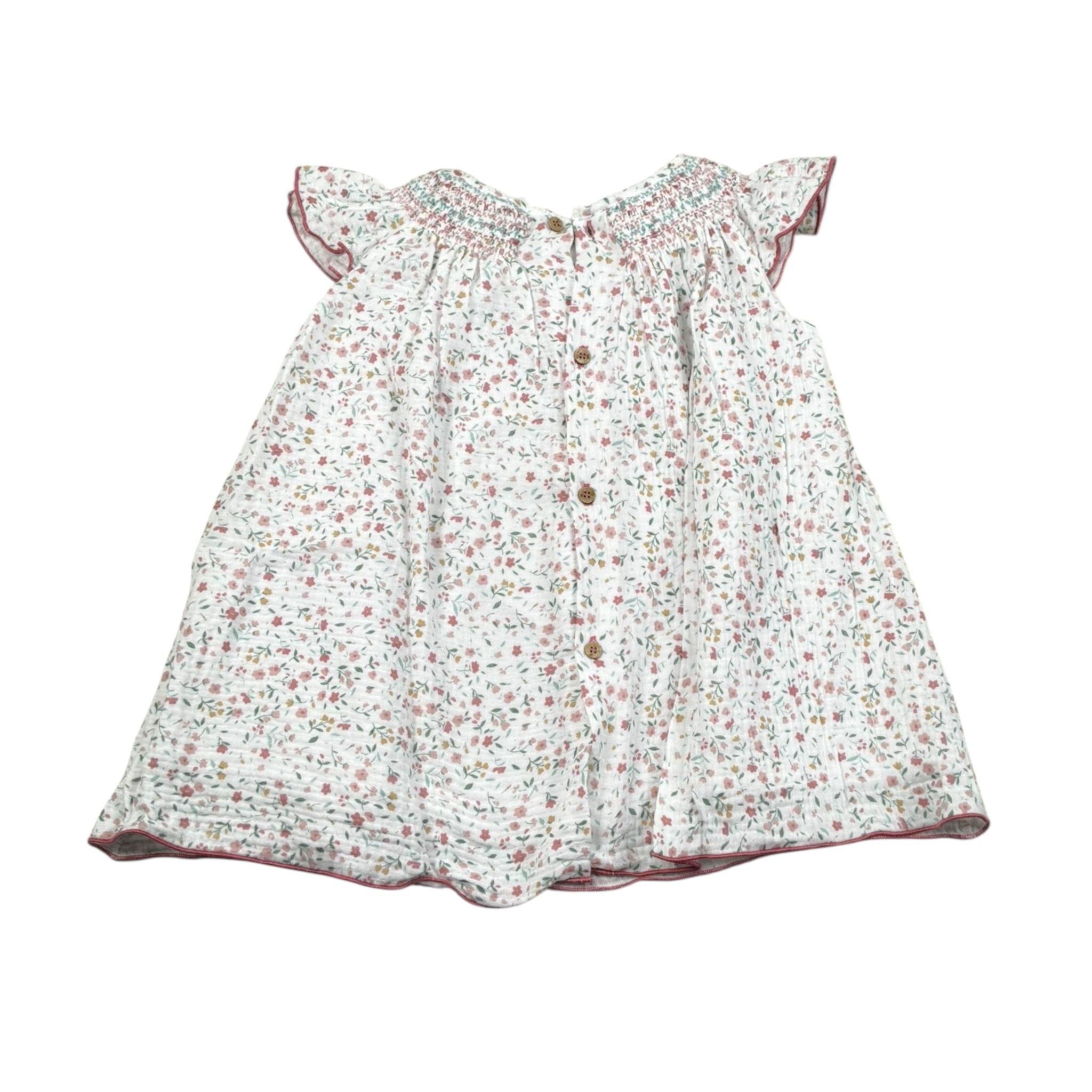 Babidu Abito Tinta Unita con Stampa per Neonata 90406 BIANCO BABIDU 