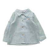 Babidu Langarmshirt, einfarbig, mit blauem Karomuster für Neugeborene
