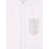 Lanvin Camicia Mezza Manica Tinta Unita con Stampa per Bambina N30196 BIANCO LANVIN 