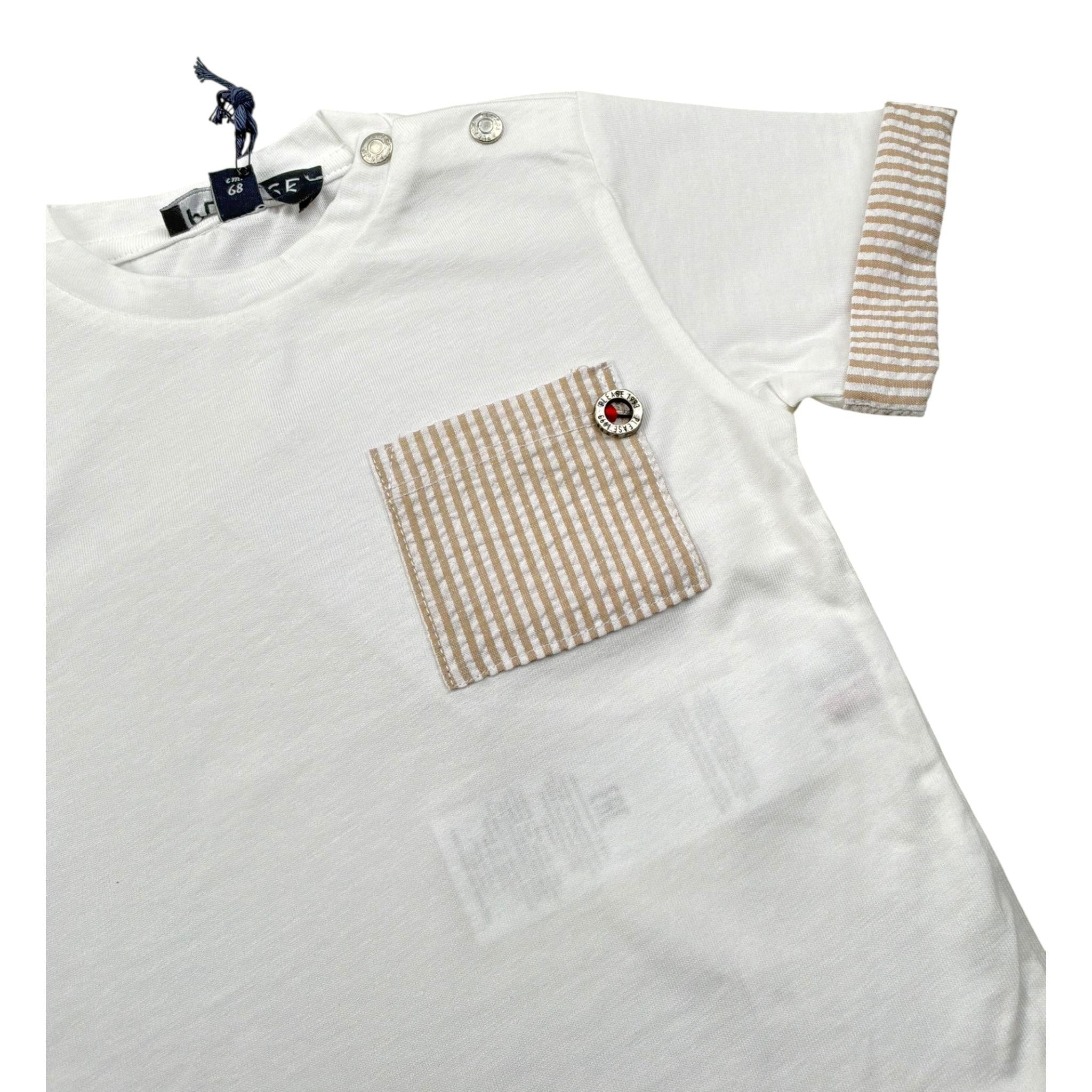 Please T-Shirt Tinta Unita con Stampa per Neonato MBA4030B71 BIANCO PLEASE 