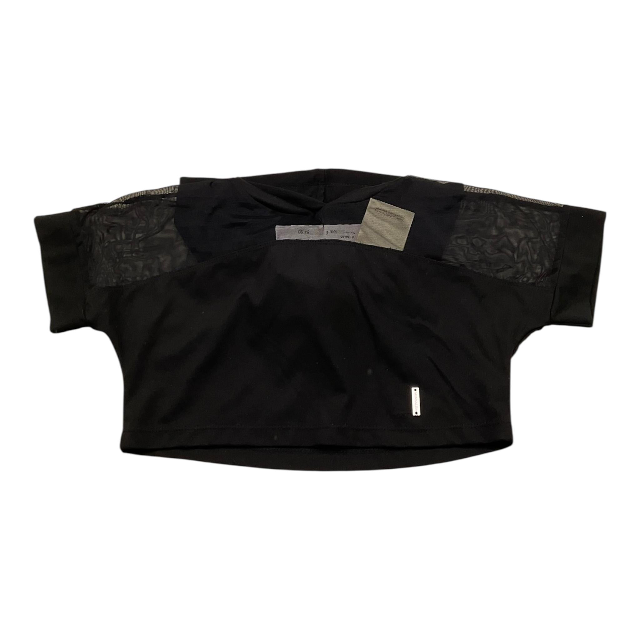 Monnalisa t-shirt Tinta Unita con Cappuccio E Trasparenze per Bambina 41E611 NERO MONNALISA 