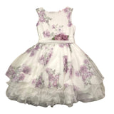 Mimilu‘ Einfarbiges ärmelloses Kleid mit Blumenmuster aus Tüll mit weißem Gürtel für Babymädchen