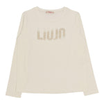 Liu Jo Shirt Girocollo Tinta Unita con Logo per Bambina GF4210 PANNA LIU JO 