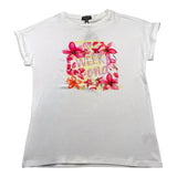 Cecyle Einfarbiges Rundhals-T-Shirt mit weißem Muster für Mädchen