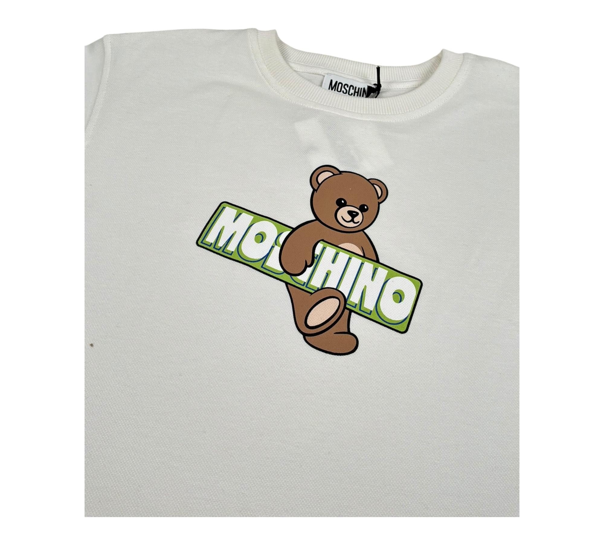Moschino Abito Mezza Manica Tinta Unita con Stampa per Bambina HDV0HK BIANCO MOSCHINO 