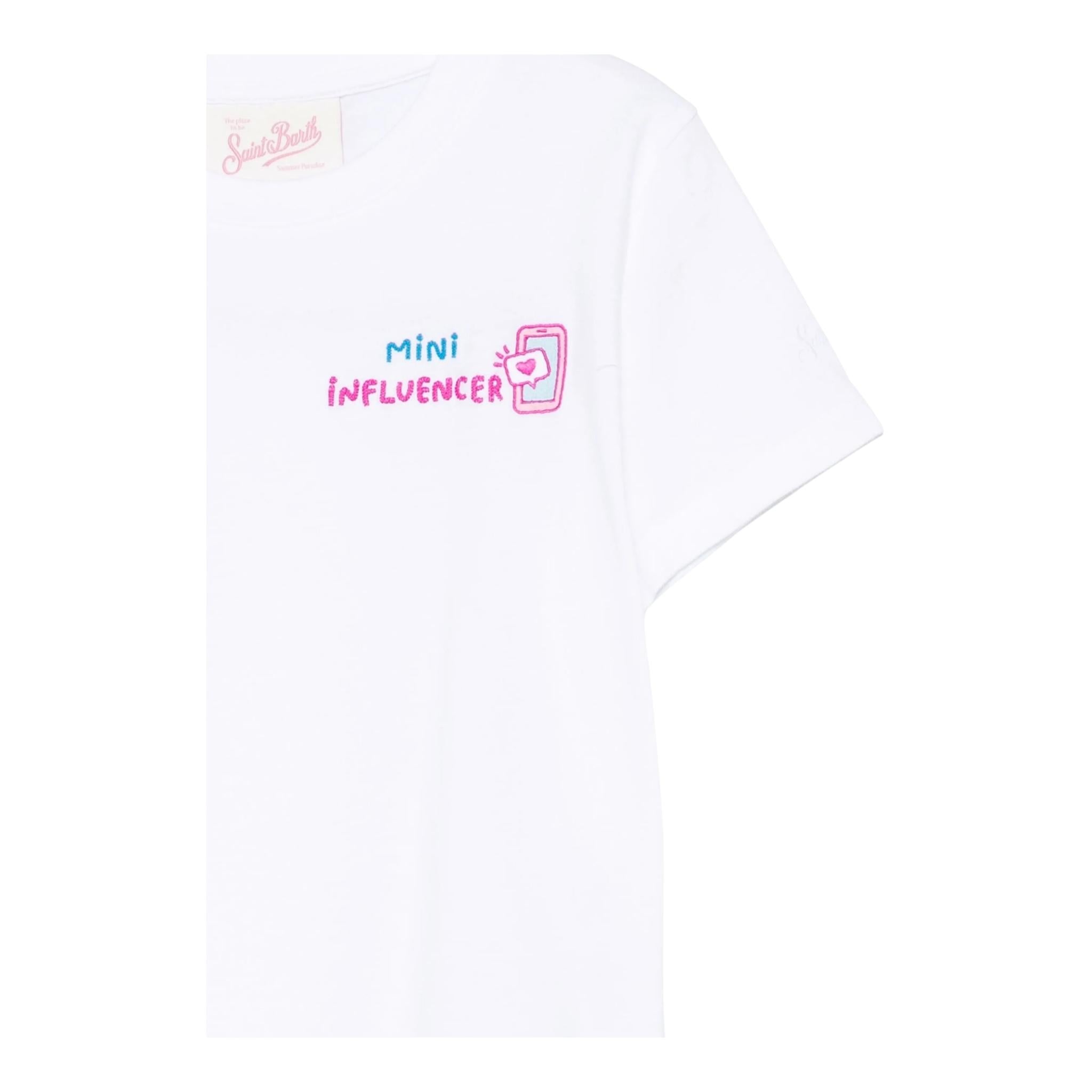 Saint Barth T-Shirt Girocollo Tinta Unita con Stampa per Bambina ELLY001XXJ BIANCO SAINT BARTH 