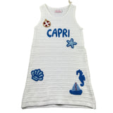 Saint Barth Abito Giromanica Tinta Unita con Ricami per Bambina AUDIE BIANCO SAINT BARTH 
